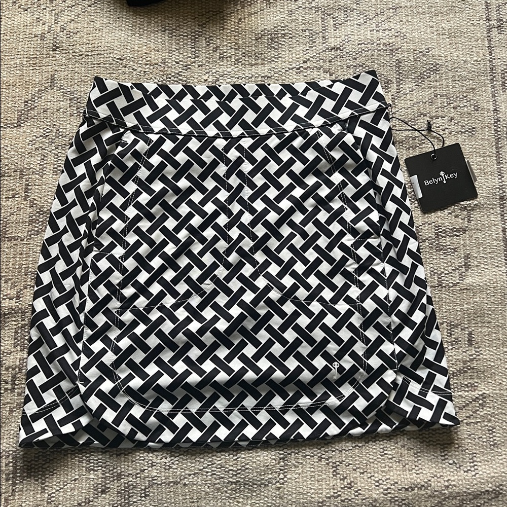 Belyn Key Black and White Geometric Mini Skirt